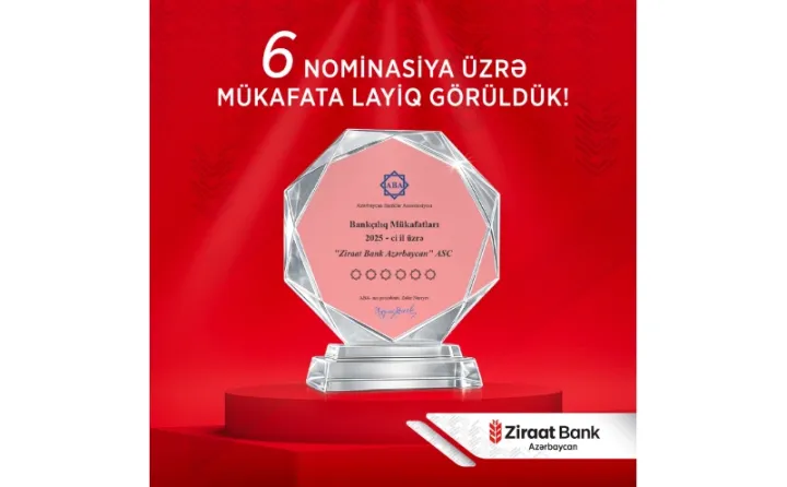 Ziraat Bank Azərbaycan ABA tərəfindən 6 nominasiya üzrə mükafatlandırılıb